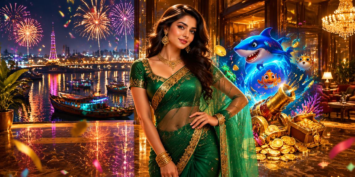 নারায়ণগঞ্জে শাড়ি পরিহিত একজন সদস্য 1ton ফিশিং গেম উপভোগ করছেন
